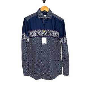 Suslo Couture Mens Slim Fit Casual Button Up  Shirt Sz Small Blue Long Sleeve